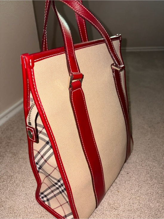 Burberry Handbags - Authentic Burberry Blue Label Canvas Tote Bag with Red Trim (COA ATTACHED)